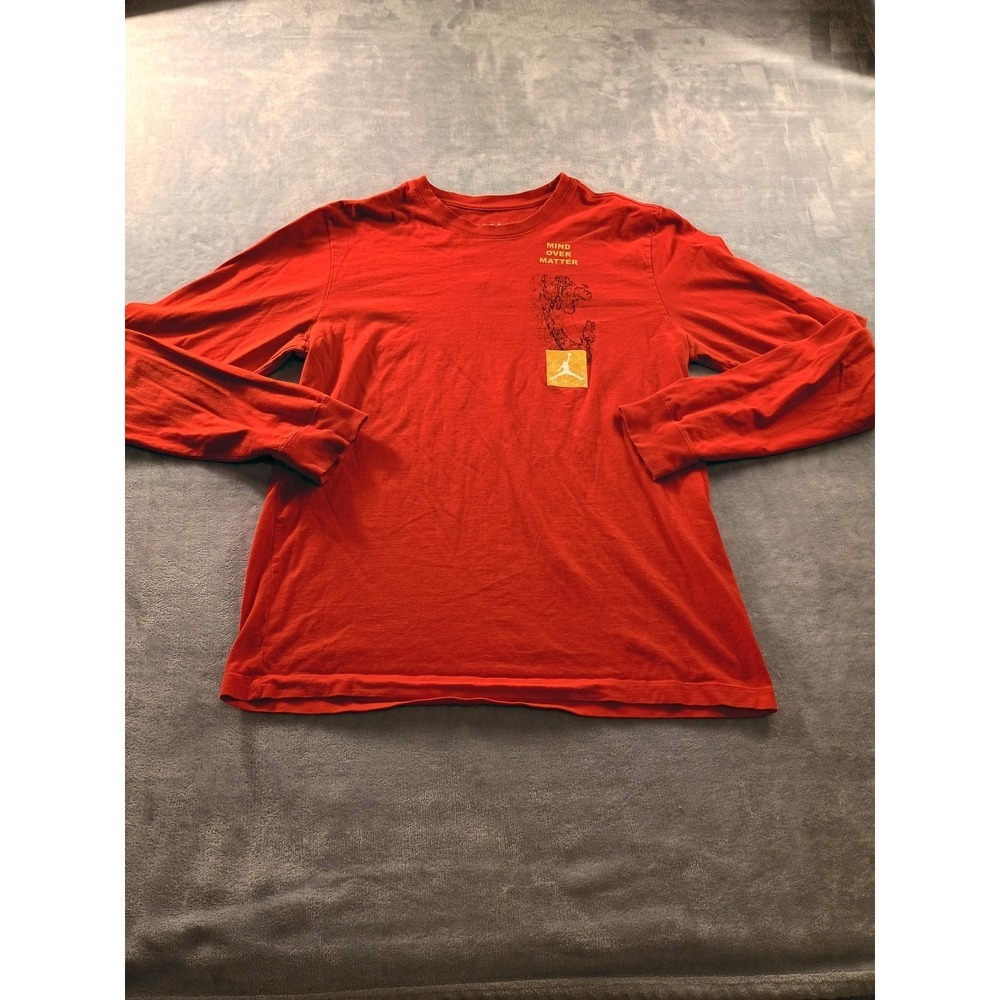 Jordan Shirt Mens Medium Orange Mind Over Matter Long Sleeve Graphic Tee Jumpman